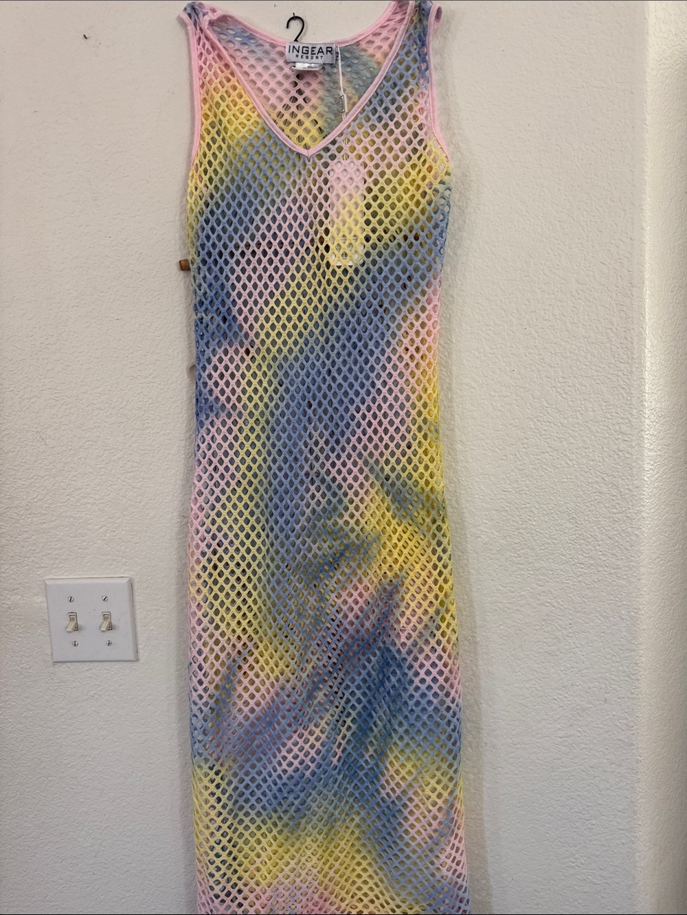 Ingear Pastel Tie-Dye Mesh Maxi Dress in Pink, Yellow, Blue